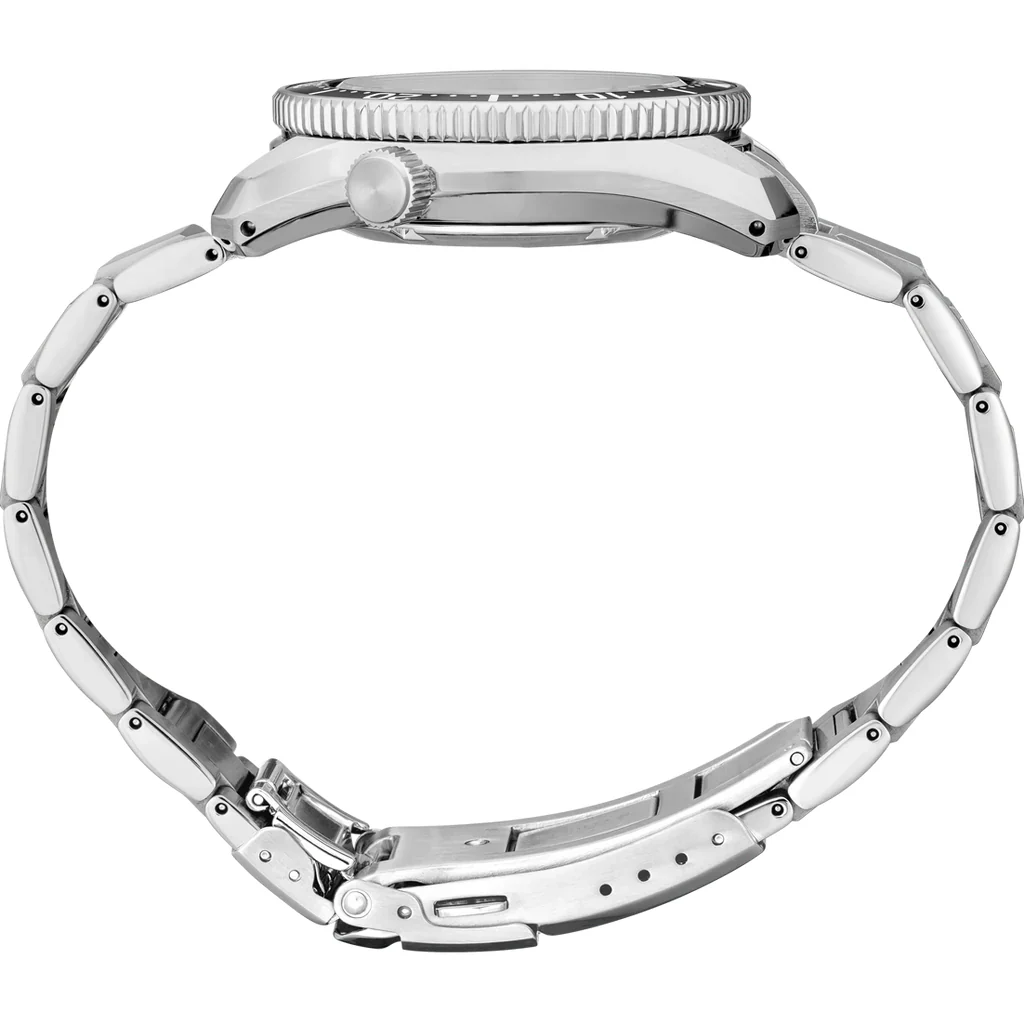Seiko SPB207J1 Island Green — вид сверху, профиль корпуса и стальной браслет