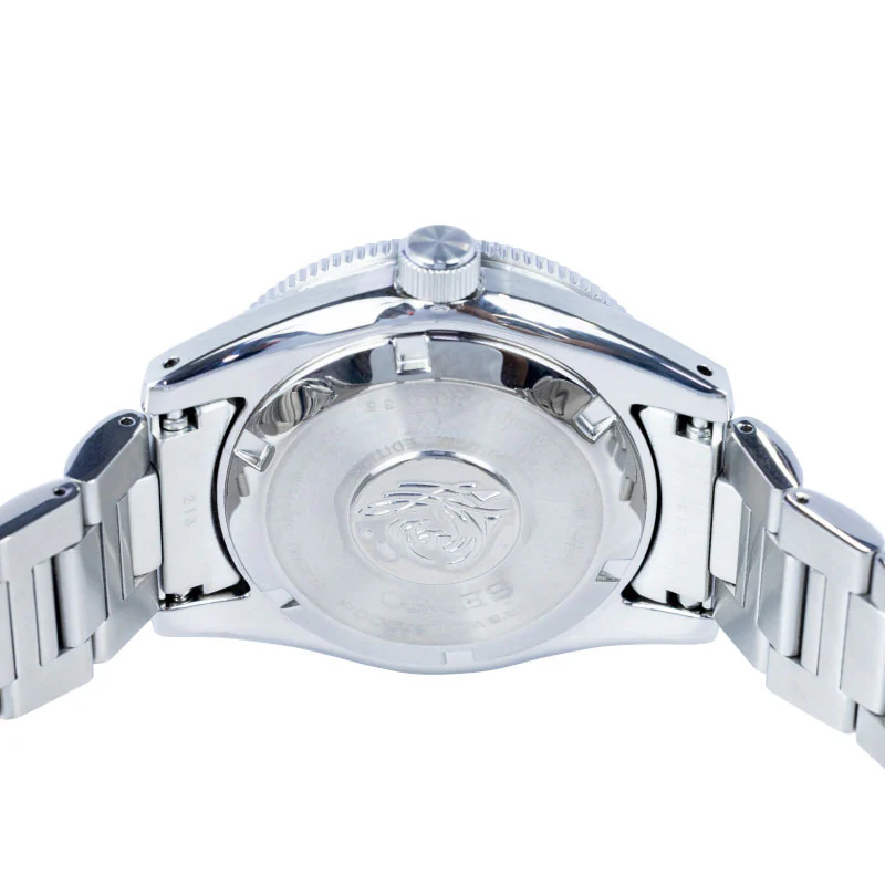 Seiko SPB297J1 Glacier — задняя крышка с гравировкой и стальной браслет