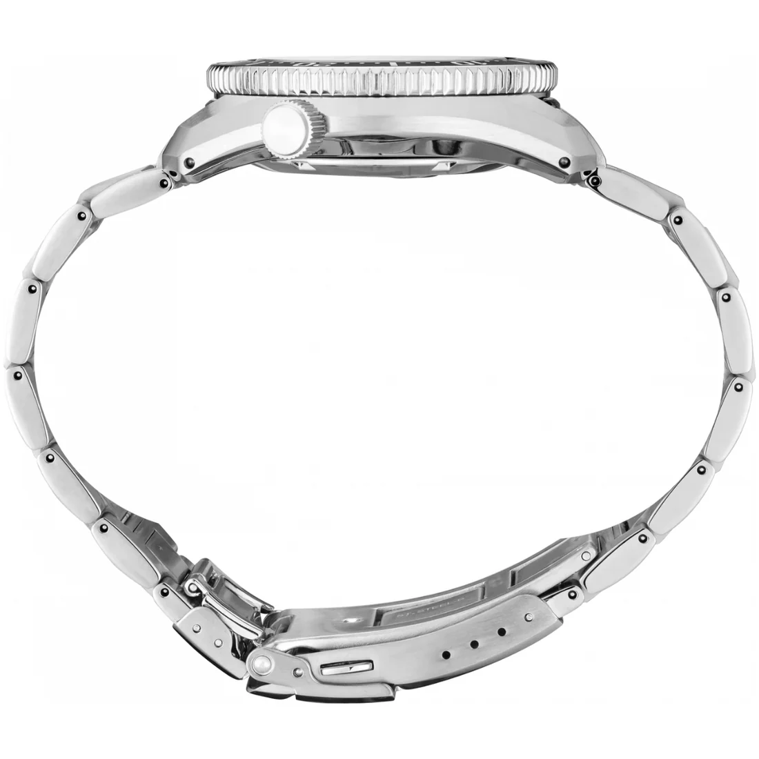 Seiko SPB299J1 Glacier — вид сверху на профиль корпуса и стальной браслет
