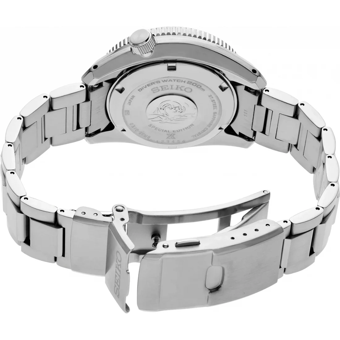 Seiko SPB299J1 Glacier — задняя крышка Special Edition и стальная застёжка