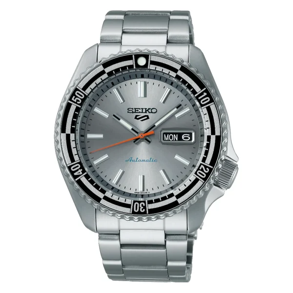 Seiko SRPK09K1 Rally Diver — серебристый циферблат, «шашечный» безель, стальной браслет