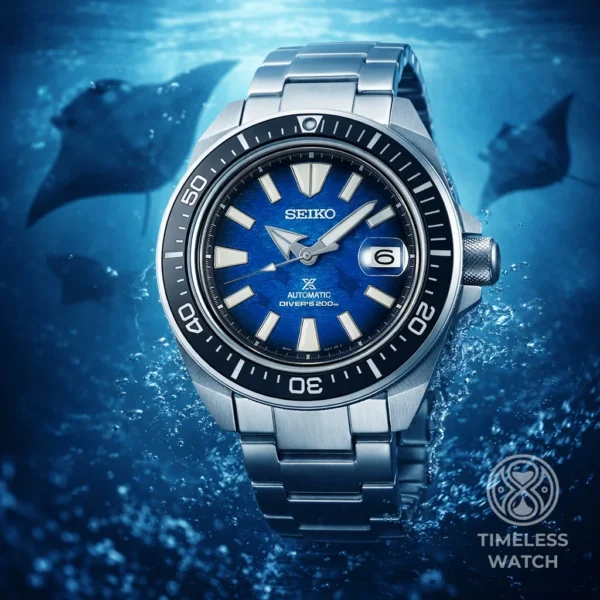 Seiko Prospex SRPE33K1 King Samurai — рекламный кадр со скатами манта