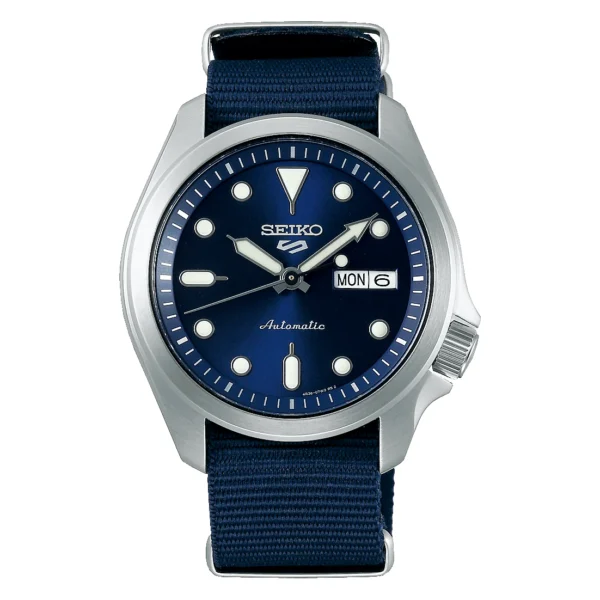 Seiko SRPE63K1 — синий циферблат, синий NATO-ремешок, стальной корпус