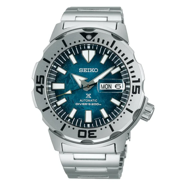 Seiko SRPH75K1 Monster Save the Ocean Antarctica — градиентный синий циферблат, стальной браслет