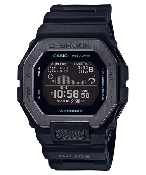 Casio G-Shock GBX-100NS-1 G-LIDE чёрные каталожный снимок на белом фоне WR20BAR Vibe Alarm