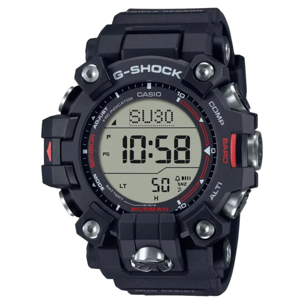 Casio G-Shock GW-9500-1 Mudman чёрные часы с тройным сенсором и цифровым дисплеем
