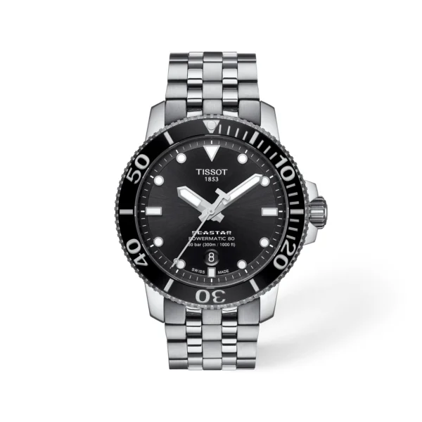 Tissot Seastar 1000 Powermatic 80 T120.407.11.051.00 — общий вид на белом фоне