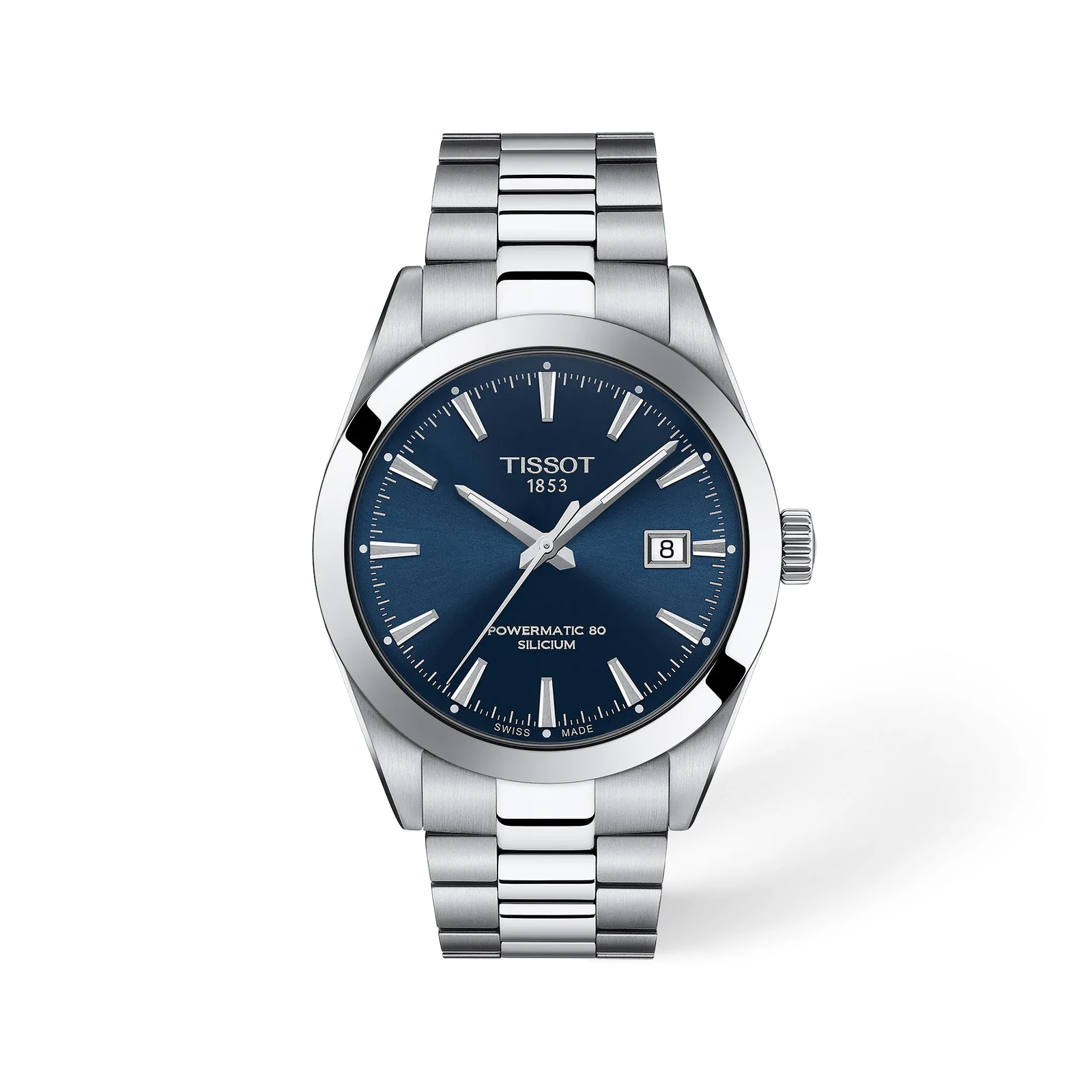 Tissot Gentleman Powermatic 80 Silicium T127.407.11.041.00 — общий вид на белом фоне