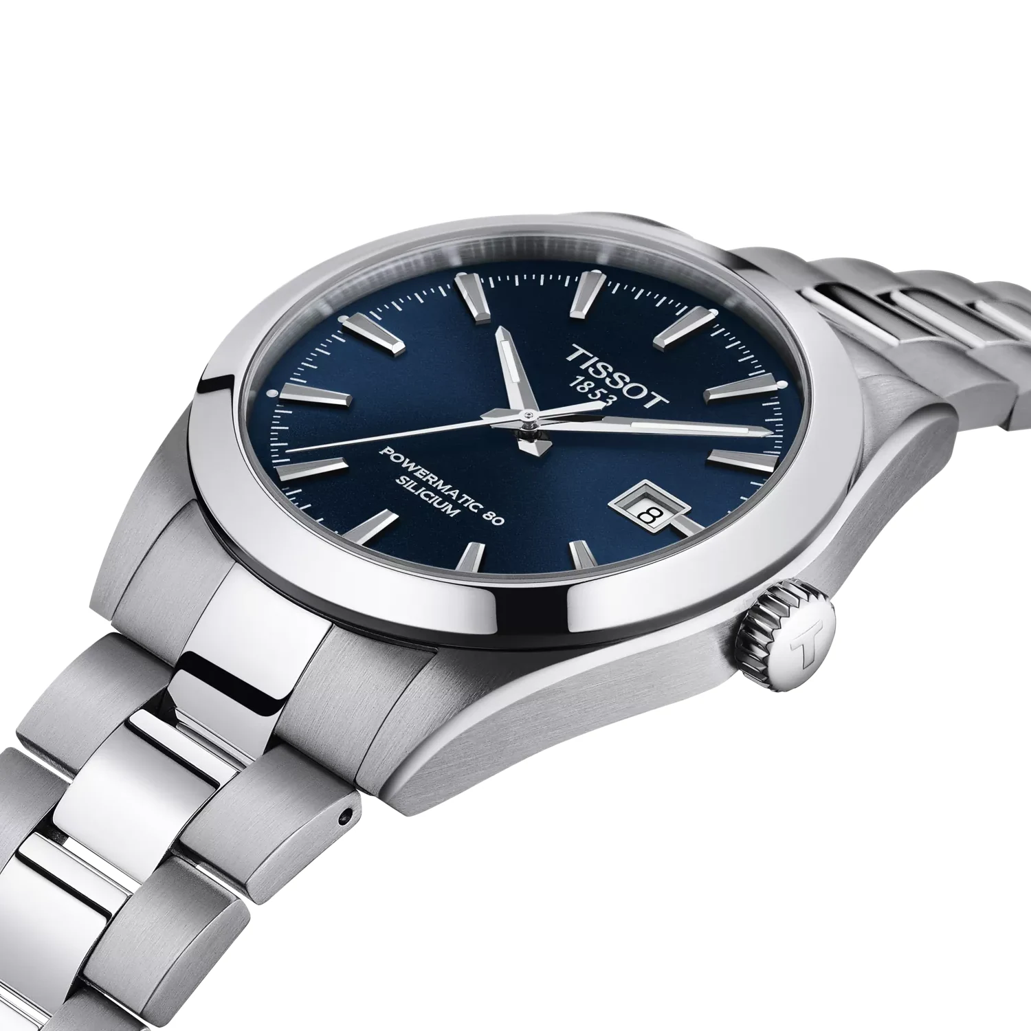 Tissot Gentleman Powermatic 80 Silicium T127.407.11.041.00 — боковой ракурс корпуса и браслета