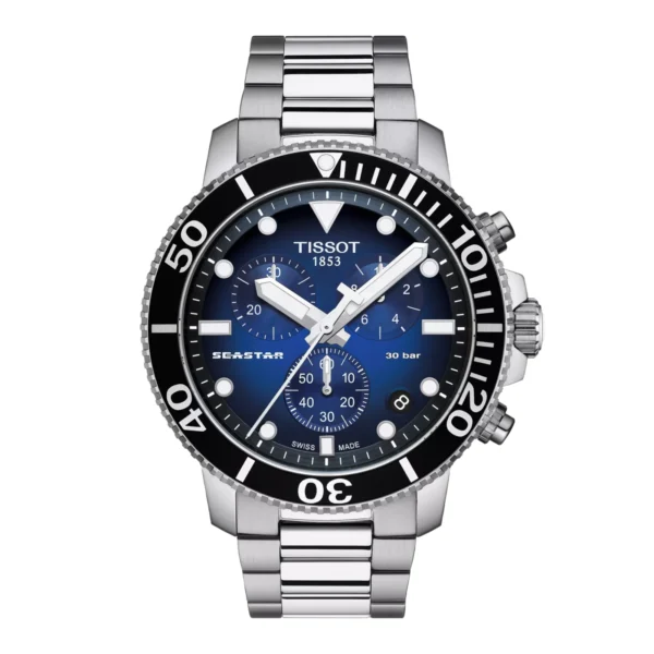 Tissot T120.417.11.041.01 Seastar 1000 Chronograph — синий градиентный циферблат и стальной браслет