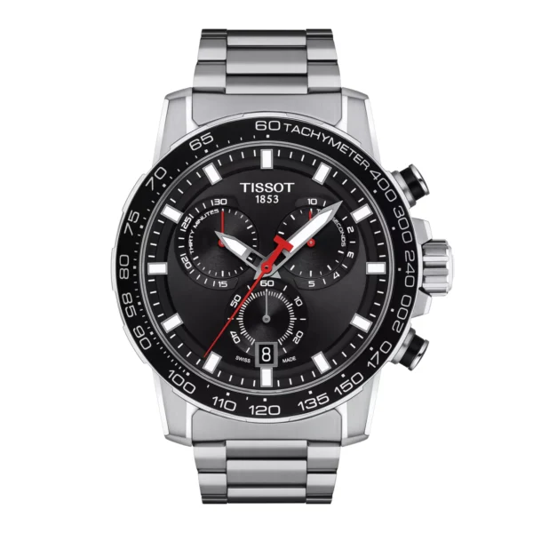Tissot T125.617.11.051.00 Supersport Chrono — чёрный циферблат и стальной браслет