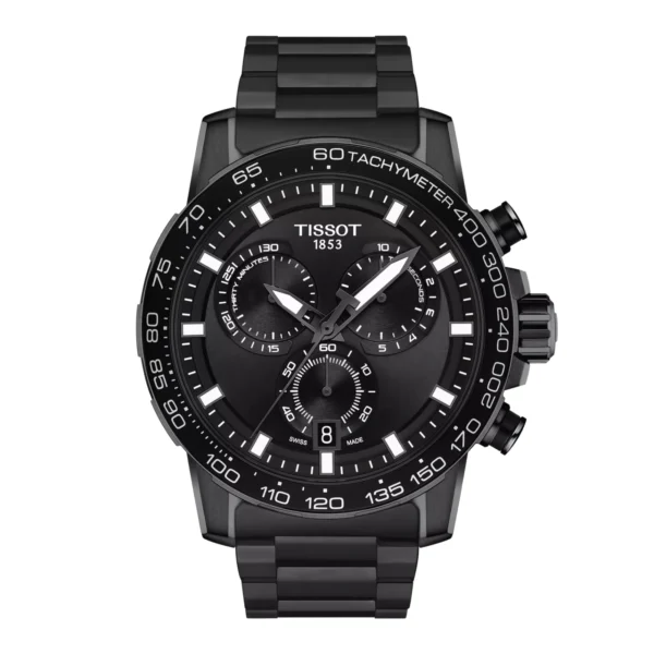 Tissot T125.617.33.051.00 Supersport Chrono — чёрный циферблат, корпус и браслет с PVD-покрытием