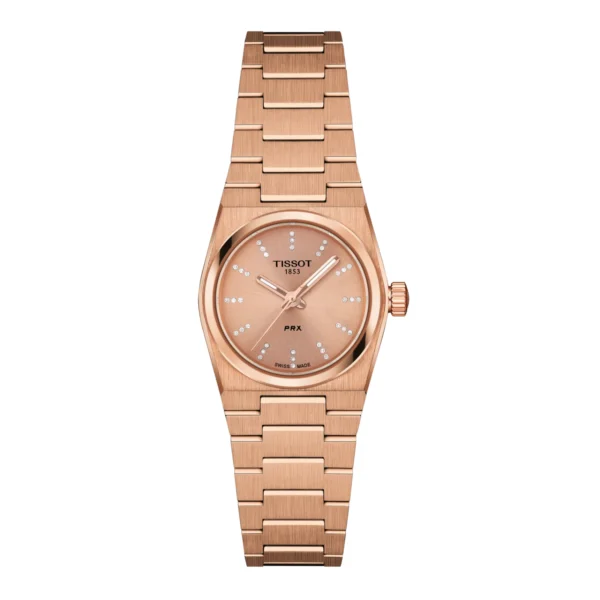 Tissot PRX Quartz T137.010.33.506.00 — розово-золотистые корпус и браслет, циферблат с бриллиантами
