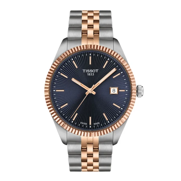 Tissot T156.410.22.041.00 Ballade — синий циферблат и двухцветный браслет с розовым PVD
