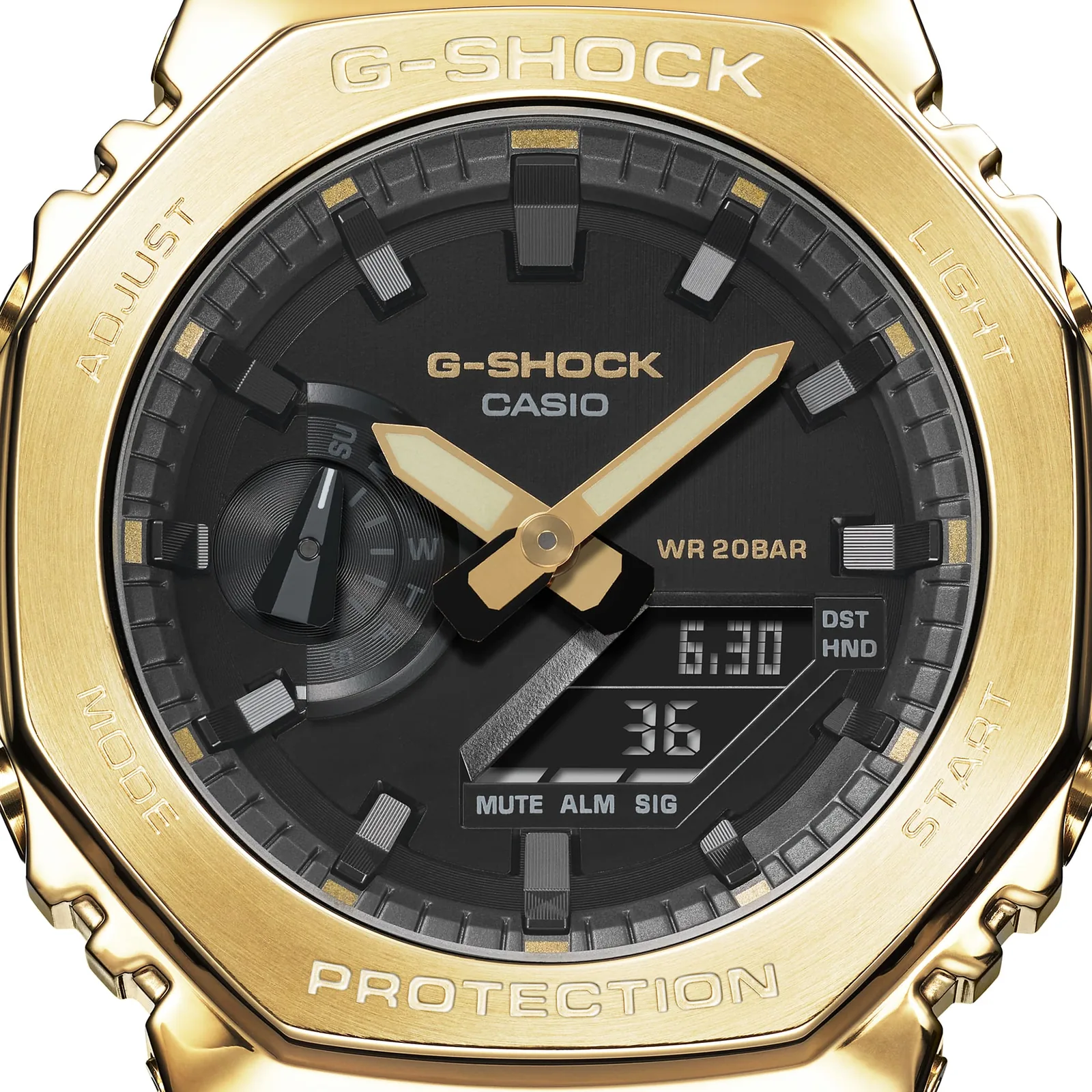 Casio GM-2100G-1A9 — циферблат крупным планом