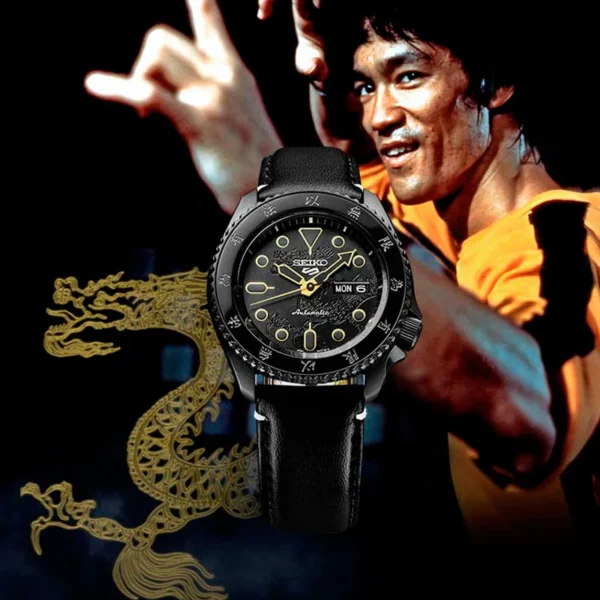Seiko SRPK39K1 Bruce Lee — лимитированная серия, дракон на фоне