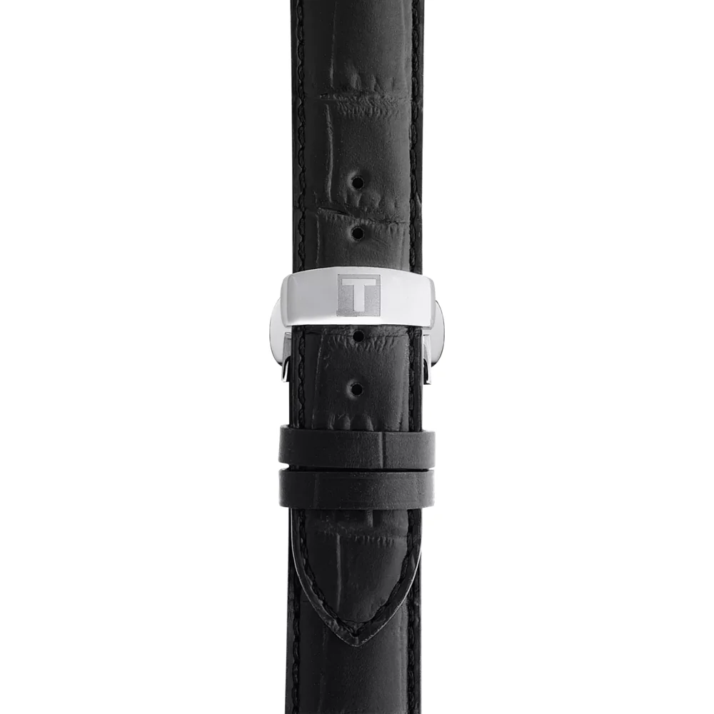 Tissot Le Locle Powermatic 80 T006.407.16.053.00 — чёрный кожаный ремешок и застёжка бабочка