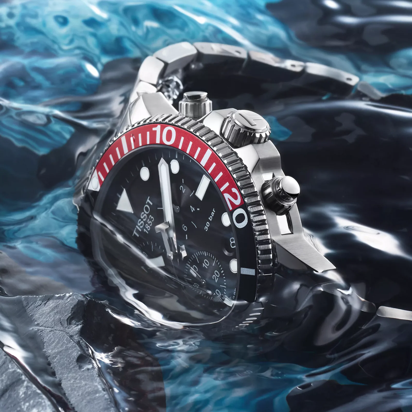 Tissot Seastar 1000 Chronograph T120.417.11.051.01 — профиль часов у воды