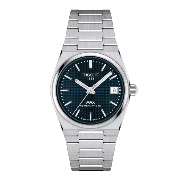 Tissot PRX Powermatic 80 T137.207.11.041.00 — вид спереди, синий циферблат
