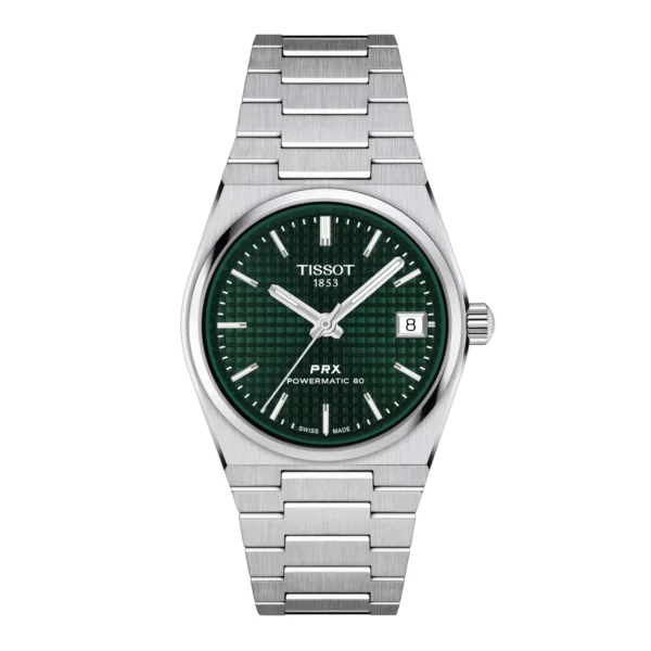 Tissot PRX Powermatic 80 T137.207.11.091.00 — вид спереди, зелёный циферблат