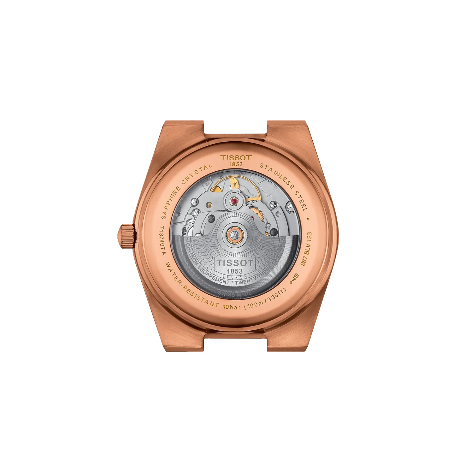 Tissot PRX Powermatic 80 T137.407.33.041.00 — прозрачная задняя крышка и механизм